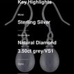 925 Sterling Silver Dangle Earrings Drop Oval Grey Pearls Rhodium Plating Gift
