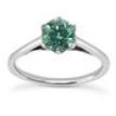 Green Diamond 6 Prong Solitaire Ring Round 14K White Gold VS1 1 Carat