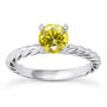 Yellow Diamond Engagement Ring Round 14K White Gold SI1 1.08 Carat