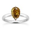 Pear Shape Diamond Wedding Ring Brown 14K White Gold VS2 1.08 Carat