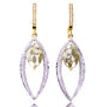 4.82 TCW Rose Marquise Diamond Drop Earrings 14K White Gold Fancy Grayish Green