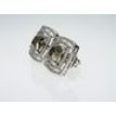 Rose Diamond Double Halo Earrings Fancy Green Cushion 14K White Gold 4.99 TCW