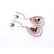 Diamond Drop Earrings Double Halo Rose Cut 3.98 TCW Brown Trillion Cut 14K Gold 