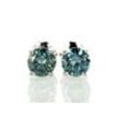 Blue Diamond Stud Earrings Round Cut 0.80 TCW VS2/SI1 14K White Gold