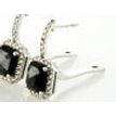 3.60 TCW Drop Diamond Halo Earrings 14K White Gold Fancy Black Color Radiant Cut