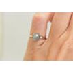 Diamond Bezel Ring Rose-Cut Round Fancy Gray Color Real 14K White Gold 0.90 Ct