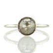 Diamond Bezel Ring Rose-Cut Round Fancy Gray Color Real 14K White Gold 0.90 Ct