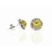 Diamond Halo Earrings Fancy Yellow Rose-Cut Round 1.92 TCW 14K White Gold