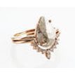 Pear Shape Diamond Crown Engagement Ring Set Fancy Gray 1.95 TCW 14K Rose Gold