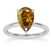 Diamond Wedding Ring Pear Shape Brown Color Treated 14K White Gold VS2 1 Carat
