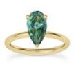 Pear Shape Diamond Solitaire Ring Blue Color Treated 14K Yellow Gold SI1 1 Carat