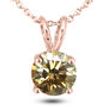 Floating Diamond Solitaire Pendant Natural Brown Round 14K Rose Gold 1.10 CT GIA