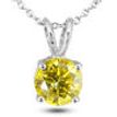 Ladies Diamond Solitaire Pendant Round Yellow Color Treated 14K White Gold SI1 1.08 Carat