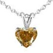 Ladies Pendant Diamond Solitaire Heart Brown Treated 14K White Gold 1.13 Carat