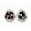 Rose Cut Pear Diamond Halo Stud Earrings Fancy Gray 14K White Gold 3.74 TCW
