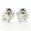 Real Diamond Solitaire Stud Earrings Round 0.68 TCW 14K White Gold