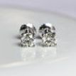 Real Diamond Solitaire Stud Earrings 14k White Gold 0.96 TCW