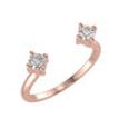 Toi Et Moi Double Round Duo Diamond Open Ring Stacking 14K Rose Gold 0.23 TCW