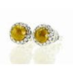 Rose-Cut Diamond Halo Earrings Round Natural Fancy Yellow 14K White Gold 1.32TCW