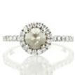 Rose Cut Diamond Halo Ring Round Fancy Gray 14K White Gold 1.08 TCW