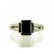Black Diamond Split Shank Alternative Engagement Ring Radiant 14K White Gold 3.76 TCW