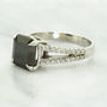Black Diamond Split Shank Alternative Engagement Ring Radiant 14K White Gold 3.76 TCW