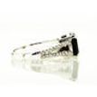 Black Diamond Split Shank Alternative Engagement Ring Radiant 14K White Gold 3.76 TCW