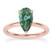 Blue Pear Shape Diamond Solitaire Ring Treated Real 14K Rose Gold SI1 1.02 Carat