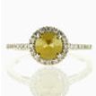 Fancy Yellow Rose Cut Diamond Halo Engagement Ring 14k Gold 1.07 TCW