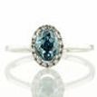 Blue Oval Diamond Halo Engagement Ring 1.35 TCW VVS2