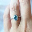 Blue Oval Diamond Halo Engagement Ring 1.35 TCW VVS2