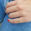 Minimalist Thin Diamond Pinky Ring Solid 14k Yellow Gold 