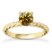 Champagne Diamond Solitaire Wedding Ring Round Treated 14K Yellow Gold VS2 1 Carat
