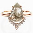 Pear Shape Diamond Crown Engagement Ring Set Fancy Gray 1.95 TCW 14K Rose Gold
