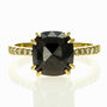 Black Diamond Alternative Engagement Ring With Accents 14K Yellow Gold Cushion Cut 3.68 TCW 