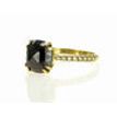 Black Diamond Alternative Engagement Ring With Accents 14K Yellow Gold Cushion Cut 3.68 TCW 