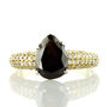 Diamond Solitaire Engagement Ring With Accents Brown Pear 14K Yellow Gold 3.94 TCW