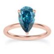 Diamond Engagement Ring Pear Shape Blue 14K Rose Gold VS2 1.02 Carat