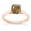 Cushion Diamond Solitaire Ring Fancy Champagne Treated 14K Rose Gold VS1 1 Carat