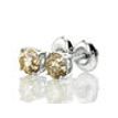 Real Diamond Solitaire Stud Earrings Round Champagne 14k White Gold 1.23 TCW