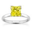 Yellow Diamond Solitaire Wedding Ring Natural Princess White Gold 14K VVS2 1.05 CT