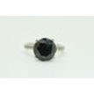 Fancy Black Diamond Ring Engagement Round Shape 5.52 TCW Treated 14K White Gold