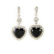 3.82 TCW Heart Shape Diamond Halo Leverback Earrings 14K White Gold Fancy Black