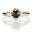 Split Shank Halo Engagement Ring Fancy Brown Rose Cut Round 14K White Gold 1.42 TCW