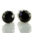 Real Diamond Stud Earrings Black Round Shape Treated 14K White Gold 2.65 Carat