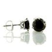 Real Diamond Stud Earrings Black Round Shape Treated 14K White Gold 2.65 Carat