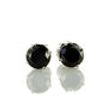 Real Diamond Stud Earrings Black Round Shape Treated 14K White Gold 2.65 Carat