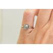 Diamond Bezel Ring Rose-Cut Round Fancy Gray Color Real 14K White Gold 0.90 Ct