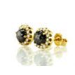 Diamond Halo Earrings Round Fancy Gray 14K Yellow Gold 1.16 TCW