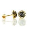Diamond Halo Earrings Round Fancy Gray 14K Yellow Gold 1.16 TCW